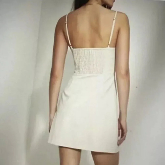 Aritzia Wilfred New Classic Plaid Check Mini Dress Beige Espace Size 6 - Picture 2 of 9